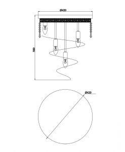 Lampe en or et verre Ø 42 cm CASCADE mesures