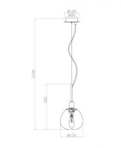 Lampe en or et verre Ø 15 cm ERICH mesures