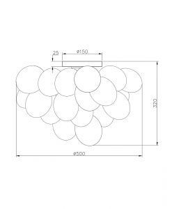 Lampe en verre cognac 8 lumières Ø 50 cm BALBO mesures