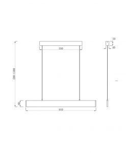 Lampe linéaire noire STEP LED 23W mesures