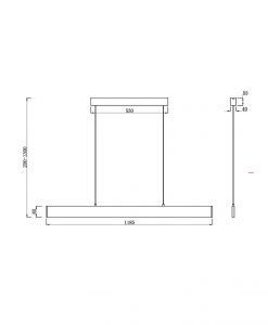 Lampe linéaire noire STEP LED 30W mesures