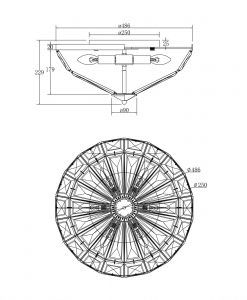 Lampe or et verre 6 lumières Ø 48 cm FACET mesures