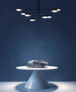 Lampe pendante noire 8 lumières FAD LED 48W ambiance