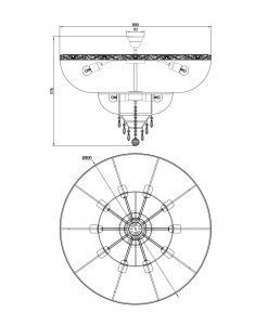 Lampe verre 14 lumières Ø 80 cm PALACE mesures