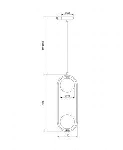 Lampe blanche 2 lumières Ø 17 cm RING mesures