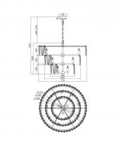Lampe chromé 18 luminaires Ø 77 cm PUNTES mesures