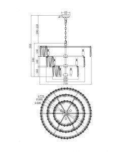 Lampe couleur or 18 lumières Ø 77 cm PUNTES mesures