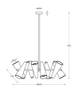 Lampe 10 lumières Ø 69 cm GIRO - Mesures