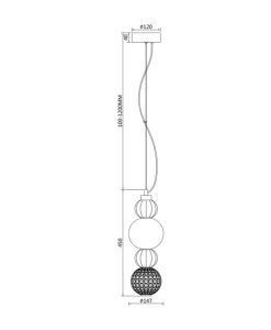 COLLAR LED lampe suspension or et verre mesures