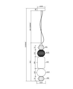 COLLAR LED or et lampe originale en verre mesures