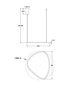 GLINT LED lampe noire 58 cm mesures