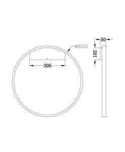 Grande applique noire Ø 60 cm RIM LED mesures