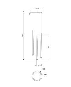 Lampe couleur laiton 3 lumières CASCADE LED mesures