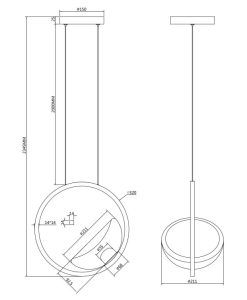Lampe couleur laiton LUNARE LED mesures