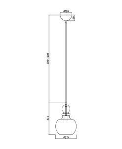 Lampe en bronze et verre Ø 21 cm TONE mesures