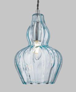 Lampe en nickel et verre bleu Ø 16 cm EUSTOMA details