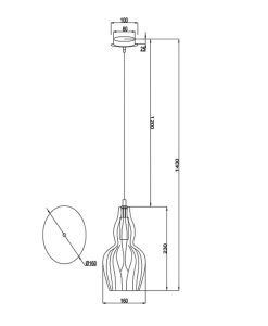 Lampe en nickel et verre Ø 16 cm EUSTOMA mesures