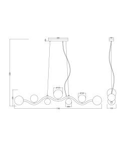 Lampe linéaire couleur or UVA mesures