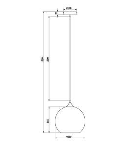 Lampe noire avec effet goutte d'eau Ø 25 cm BERGEN mesures