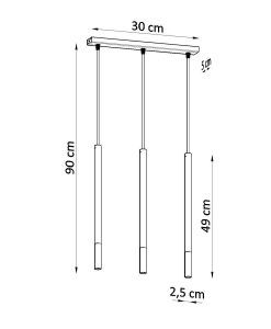 Lampe 3 lumières MOZAICA mesures
