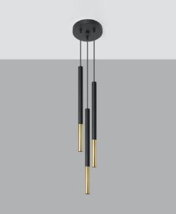 Lampe suspendue noire et or 3 lumières MOZAICA