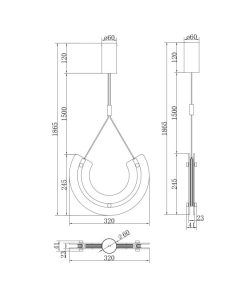MAYA LED lampe or et verre mesures