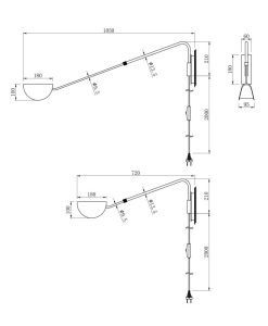 MOLLIS lampe murale extensible noire mesures