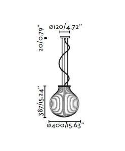 Lampe à suspension blanc et opale Ø40 cm ISABELLE mesures
