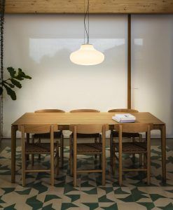 Lampe à suspension blanc et opale Ø50 cm ISABELLE ambient