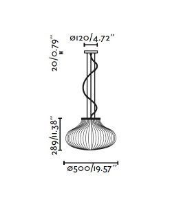 Lampe à suspension blanc et opale Ø50 cm ISABELLE mesures