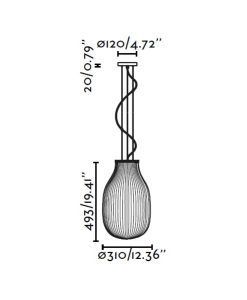 Lampe à suspension blanc et opale Ø31 cm ISABELLE mesures