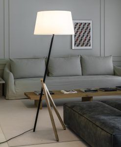 TREEWOOD lampadaire noir, beige et bois ambient