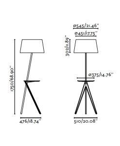TREEWOOD lampadaire noir, beige et bois mesures