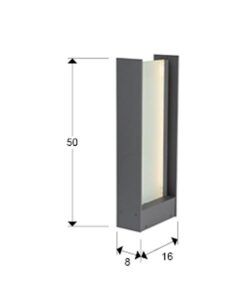 Lampe de basisage gris foncé hauteur 50 cm MATIA LED - Mesures