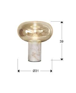 Lampe de table en marbre blanc Ø 31 cm FUNGI - Mesures