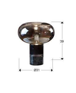 Lampe de table en marbre noir Ø 31 cm FUNGI - Mesures