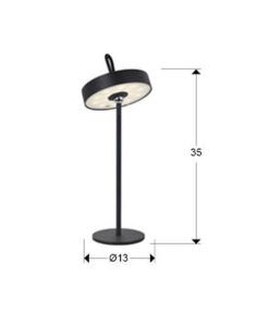 Lampe de table noire 35 cm de hauteur GONG LED - Mesures