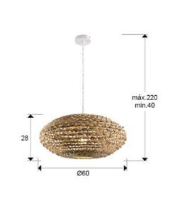 Lampe à suspension en rotin Ø 60 cm NANA - Mesures