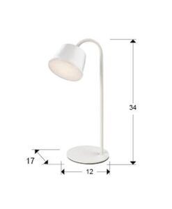 Lampe de table blanche 34 cm de hauteur CUCO LED - Mesures