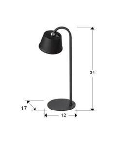 Lampe de table noire 34 cm de hauteur CUCO LED - Mesures