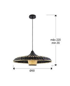 Lampe noire et beige Ø 60 cm FIJI - Mesures