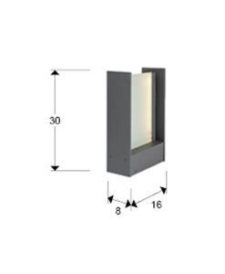 MATIA LED Balise gris foncé hauteur 30 cm - Mesures