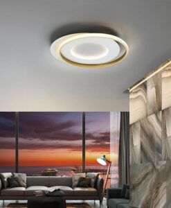 Plafonnier blanc neutre et bord doré 55 x 50 cm LIMBOS LED - Ambiance
