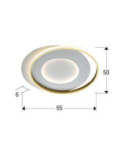 Plafonnier blanc neutre et bord doré 55 x 50 cm LIMBOS LED - Mesures