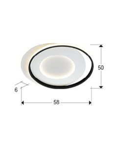 Plafonnier noir et blanc à lumière neutre 58 x 50 cm LIMBOS LED - Mesures