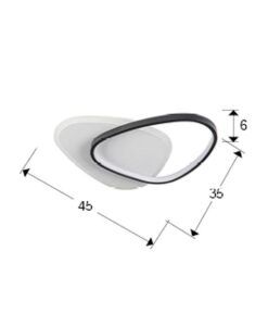 Plafonnier ou applique murale noir et blanc ROMO LED - Mesures