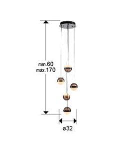 Lampe 5 lumières Ø 32 cm ORBES LED - Mesures