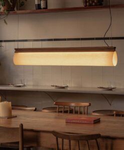 Lampe linéaire noyer et papyrus CATA LED - 3